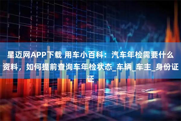 星迈网APP下载 用车小百科：汽车年检需要什么资料，如何提前查询车年检状态_车辆_车主_身份证