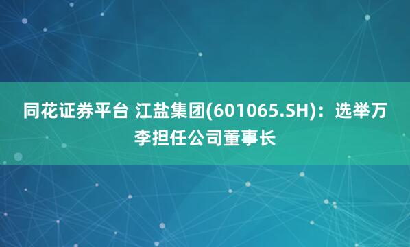 同花证券平台 江盐集团(601065.SH)：选举万李担任公司董事长