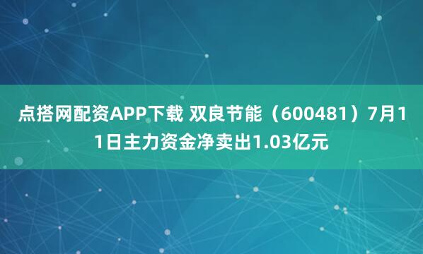 点搭网配资APP下载 双良节能（600481）7月11日主力资金净卖出1.03亿元