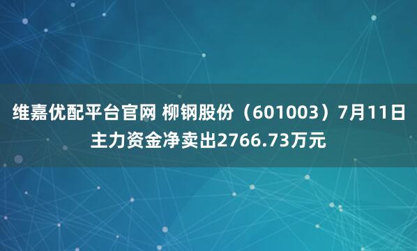 维嘉优配平台官网 柳钢股份（601003）7月11日主力资金净卖出2766.73万元