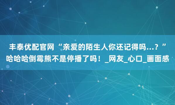 丰泰优配官网 “亲爱的陌生人你还记得吗...？”哈哈哈倒霉熊不是停播了吗！_网友_心口_画面感