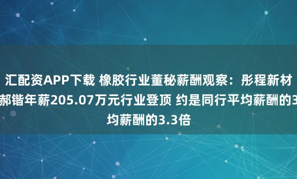 汇配资APP下载 橡胶行业董秘薪酬观察：彤程新材董秘郝锴年薪205.07万元行业登顶 约是同行平均薪酬的3.3倍