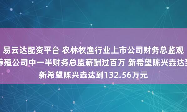 易云达配资平台 农林牧渔行业上市公司财务总监观察：8家生猪养殖公司中一半财务总监薪酬过百万 新希望陈兴垚达到132.56万元