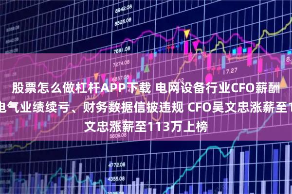 股票怎么做杠杆APP下载 电网设备行业CFO薪酬榜：智光电气业绩续亏、财务数据信披违规 CFO吴文忠涨薪至113万上榜