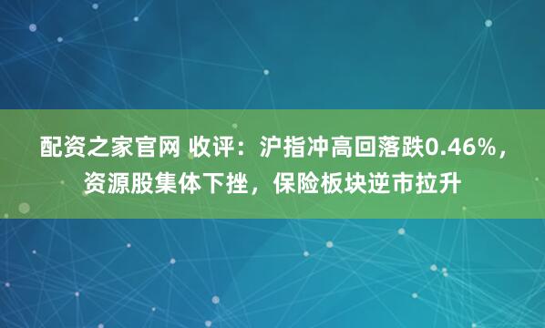 配资之家官网 收评：沪指冲高回落跌0.46%，资源股集体下挫，保险板块逆市拉升